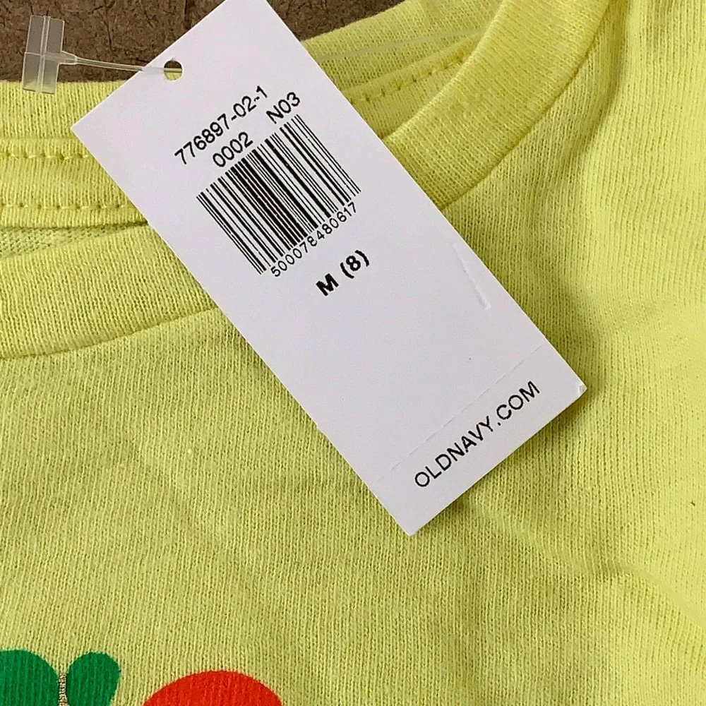 Old Navy Girls Lot Of 2 Graphic T-Shirt Yellow Heathered Long Sleeve Crew M New